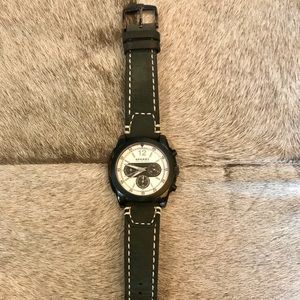 Sperry Chrono Cream Dial Dark Grey Leather Watch